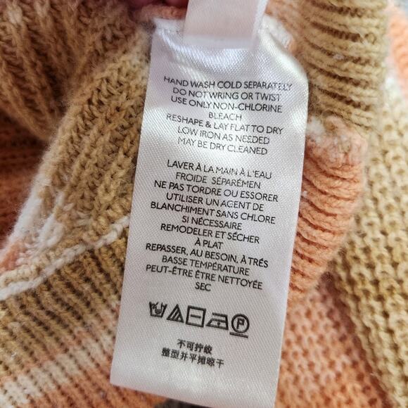 Urban Outfitters Cropped Sweater Pullover Balloon Sleeve Stripe Pink Tan Size XS - Picture 7 of 8